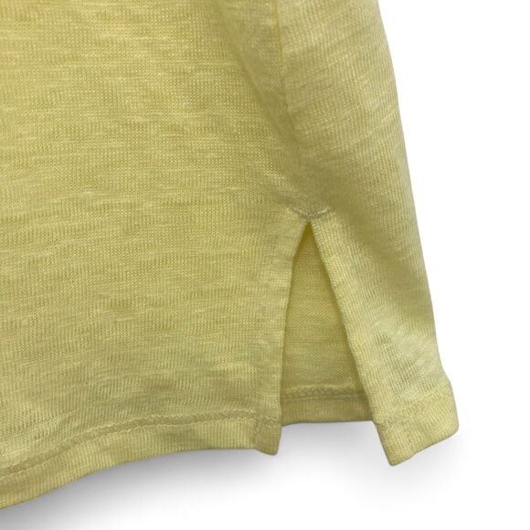 Chico's Yellow Linen Knit Top Size 0 Small Metallic Trim Short Sleeve Tunic Tee - Picture 7 of 13
